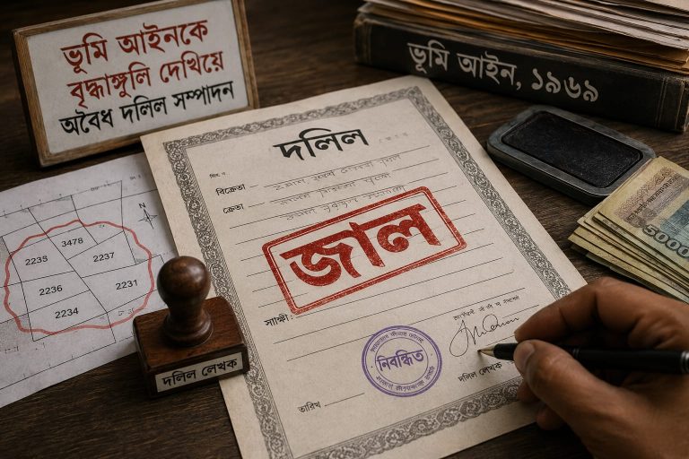 ঠাকুরগাওয়ে ভূমি আইনকে বৃদ্ধাঙ্গুলি দেখিয়ে অবৈধ দলিল সম্পাদনের অভিযোগ