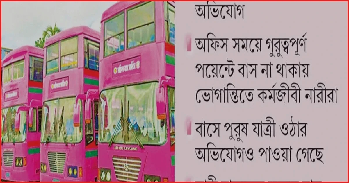 চট্টগ্রামে পিংক বাস সার্ভিস: এক মাসেই হোঁচট, উঠছে নানা অভিযোগ